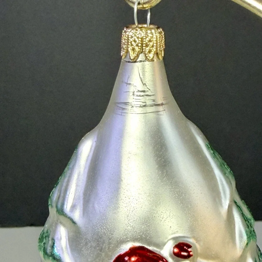 VTG Columbia Forest Pattern Mercury Glass Snowman Christmas Teardrop Ornament 4
